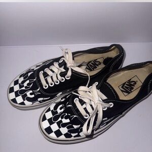 Vans Black and White Flame Checkered Shoes